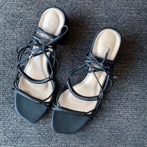 Free People X Vicenza Lovestruck Lace Up Block Heels